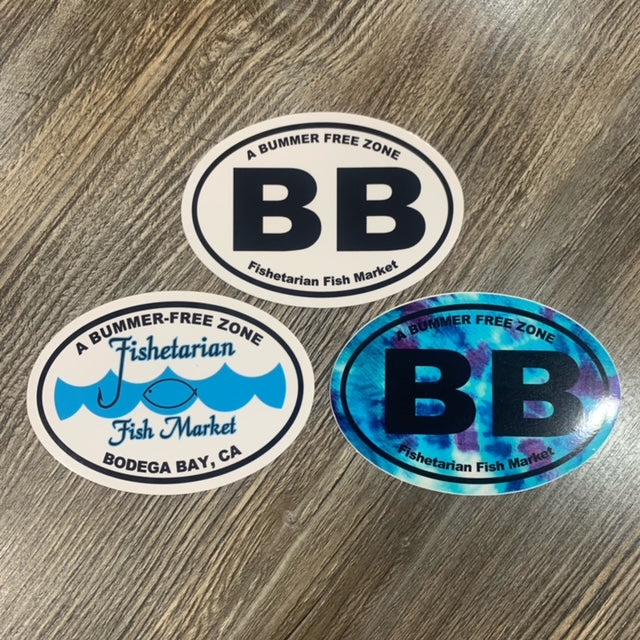 Fishetarian & Bodega Bay oval stickers (Vinyl) set of 3